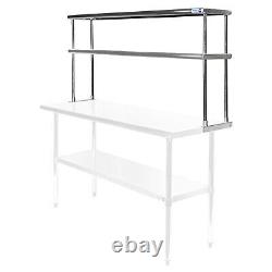 Stainless Steel Commercial Wide Double Overshelf 12 x 60 for Prep Table