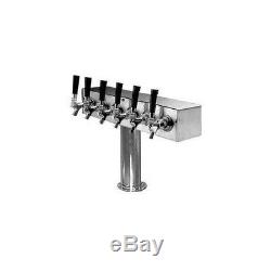 Stainless Steel Draft Beer Kegerator T-Tower- 6 Faucets Commercial Bar System