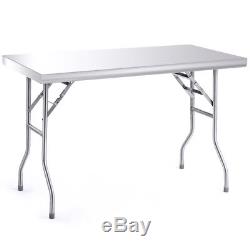 Stainless Steel Folding Work Table 48 L x 24 W 484lbs Capacity Commercial Home