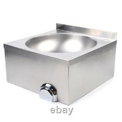 Stainless Steel Hand Wash Sink Wall Mount Commercial Knee Operated Sink Set NEW