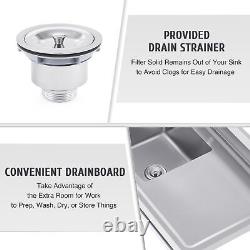 Stainless Steel Kitchen Sink 40x24x37 in Commercial Utility Sink with Drainboard