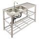 Stainless Steel Kitchen Sink Commercial Utility & Prep Sink With Faucet Drainboard