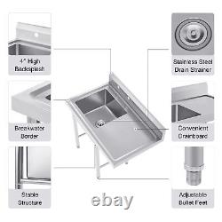 Stainless Steel Kitchen Sink Commercial Utility Sink with Drainboard 40x24x37