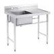 Stainless Steel Kitchen Sink With Drainboard Commercial Work Table Utility Sink