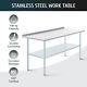 Stainless Steel Kitchen Table W Shelf Backsplash 72x30 Nsf Commercial Prep Table