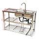 Stainless Steel Kitchen Utility Sink Commercial Sink + Drainers 1/2 Compartment