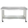 Stainless Steel Kitchen Work Prep Table Bench Commercial Restaurant With Wheels