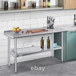 Stainless Steel Kitchen Worktable shelves Commercial Work Bench Table US