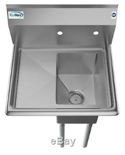 Stainless Steel NSF Commercial Kitchen Prep Utility Sink With Left Drainboard