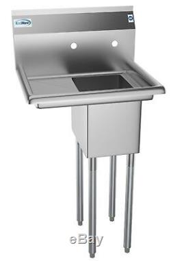 Stainless Steel NSF Commercial Kitchen Prep Utility Sink With Left Drainboard