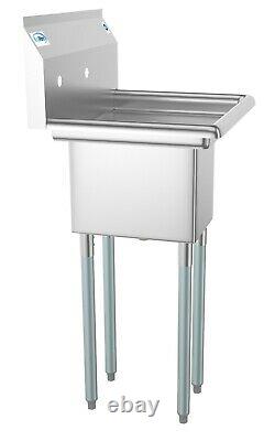 Stainless Steel NSF Commercial Kitchen Prep Utility Sink With Right Drainboard