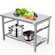 Stainless Steel Prep Table 48x30 Inch Folding Work Table Commercial Kitchen Prep