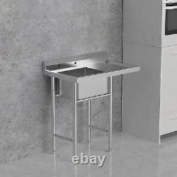Stainless Steel Sink, 1 Compartment Commercial Restaurant Sinks with Drainboard