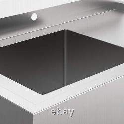 Stainless Steel Sink, 1 Compartment Commercial Restaurant Sinks with Drainboard