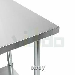 Stainless Steel Table 24 x 60 NSF Commercial Work Food Table with Backsplash
