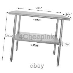Stainless Steel Table 36×24 Inch, NSF Heavy Duty Metal Commercial Kitchen Pre