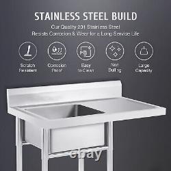 Stainless Steel Table Sink With Drainboard Faucet Outdoor Sink Station Commercial