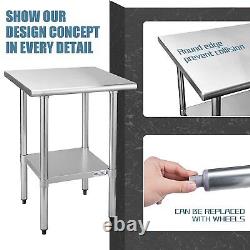 Stainless Steel Table for Prep & Work 24 x 30 Inches NSF Commercial Heavy Duty