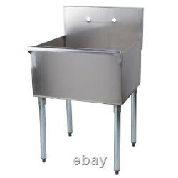 Stainless Steel Utility Sink Commercial Laundry Tub Freestanding Single Bowl 24