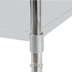 Stainless Steel Work Table With Undershelf, 36 X 24 Inch Commercial Kitchen Work