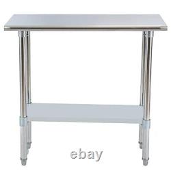 Stainless Steel Work Table with Undershelf 36 x 18 inch Commercial Kitchen Wo