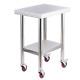 Stainless Steel Work Table With Wheels 30x18, Commercial Heavy Duty Work Table