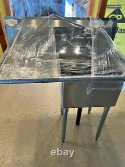 Stainless steel prep sink with left hand drainboard 39 X 24 Commercial