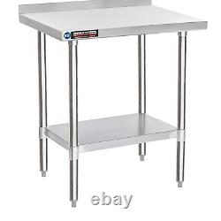 Steel Commercial Kitchen Prep Table 24 x 30 Inch NSF Stainless Steel Work T