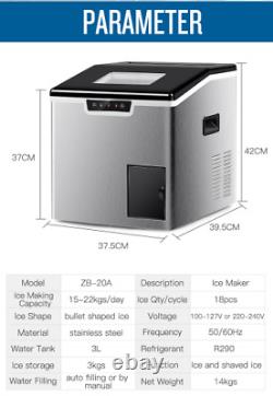 TECSPACE Commercial Ice Maker & Ice Shaver 44lbs/24H Stainless Steel Ice Machine