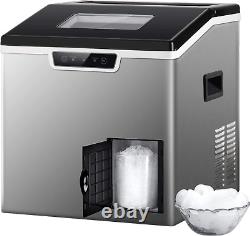 TECSPACE Commercial Ice Maker & Ice Shaver 44lbs/24H Stainless Steel Ice Machine