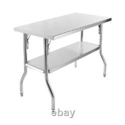 TECSPACE New Commercial 48 x 24/30 Stainless Steel Work Table with underself
