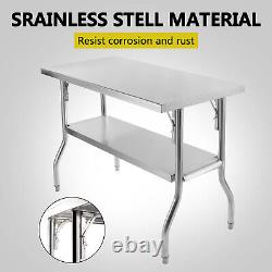 TECSPACE New Commercial 48 x 24 Stainless Steel Work Table with underself