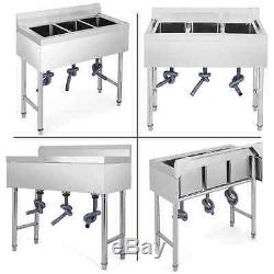 Three 3 Compartment Stainless Steel Sink Commercial Kitchen Sinks Bar Handmade