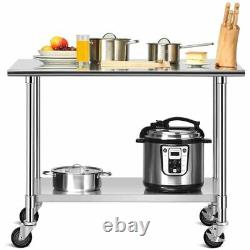 Topbuy 48 x 24 NSF Stainless Steel Kitchen Prep & Work Table Commercial Cart