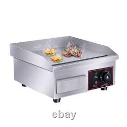 US 1500W 110V BBQ Electric Countertop Griddle Flat Commercial Restaurant Grill