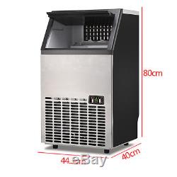 US Stainless Steel Commercial Ice Maker Portable Ice Machine Restaurant Bar Home