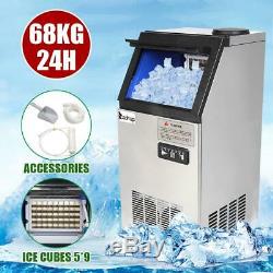 Upgrade 150Lbs Auto Commercial Ice Cube Maker Machine Stainless Steel Bar 68kg