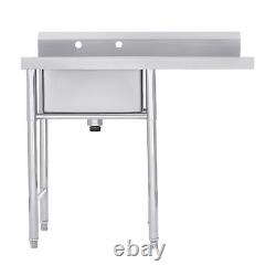 Utility Sink with Drainboard Commercial Stainless Steel Table with 18x16 in Sink