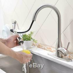 VESLA HOME Commercial Stainless Steel Pull Out Sprayer Kitchen Faucet with Cover