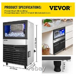 VEVOR 132Lbs Commercial Ice Maker Undercounter Ice Cube Machine Stainless Steel