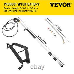 VEVOR 18FT 4000PSI Pressure Washer Wand Telescoping With Belt Spray Wand 5 Nozzle