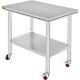 Vevor 36x24 Stainless Steel Work Prep Table With 4 Casters Undershelf Commercial
