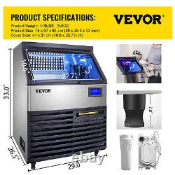 VEVOR 440LB Commercial Ice Maker Ice Cube Machine 77LBS Ice Storage withWater Pump