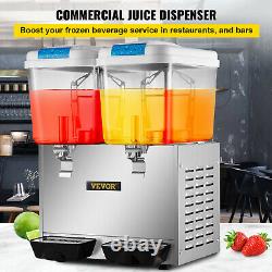VEVOR Commercial 9.5 Gallon Cold Beverage Juice Dispenser Iced Stainless 2 Tanks