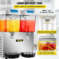 VEVOR Commercial 9.5 Gallon Cold Beverage Juice Dispenser Iced Stainless 2 Tanks