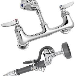 VEVOR Commercial Faucet Wall Mount Kitchen Sink Pre-Rinse Sprayer Pull Out Down