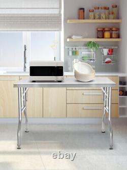 VEVOR Commercial Stainless Steel Folding Work Prep Tables Open Kitchen 48x30 In