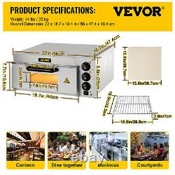 VEVOR Electric 1300W Pizza Oven Double Deck Commercial Stainless Steel Bake