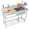 Vevor Stainless Steel Commercial Utility Prep Sink Single Bowl Withworkbench
