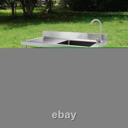 VEVOR Stainless Steel Commercial Utility Prep Sink Single Bowl withWorkbench
